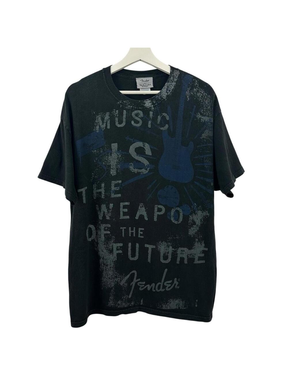 FENDER Men’s Music is the weapon of the Future T SHIRT Black Size Large